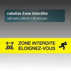 Rubalise plastique Zone interdite éloignez-vous avec tête de mort 100 mm x 100 m